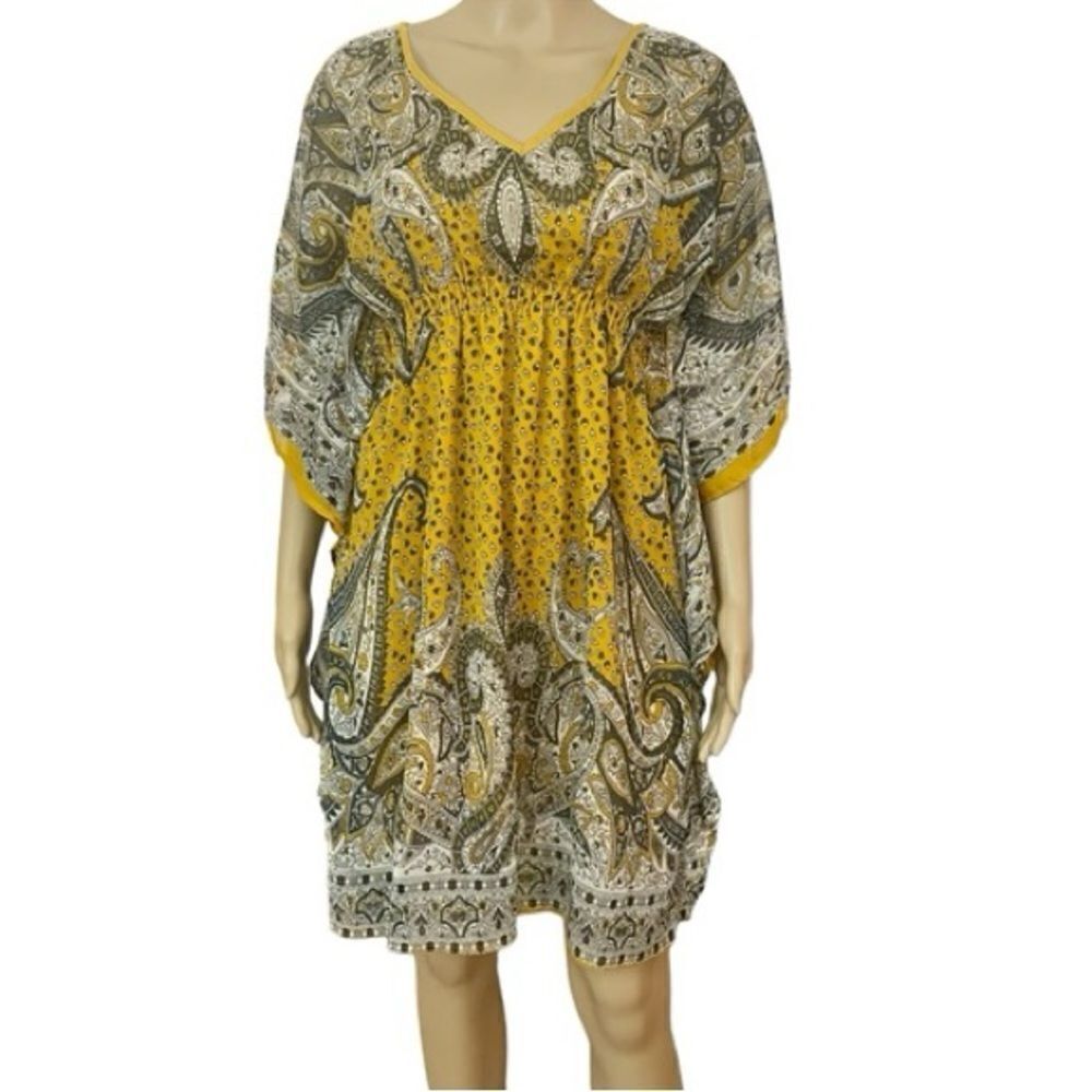 MPH Collection Yellow Fluttery Paisley Dress
